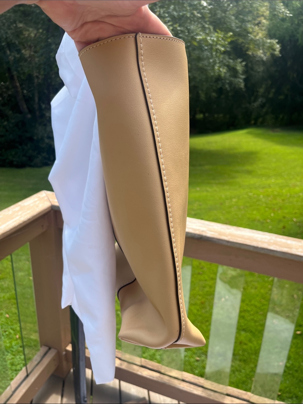 Coach Two-Tone Beige and Cream Leather Tote - Picture 9 of 15